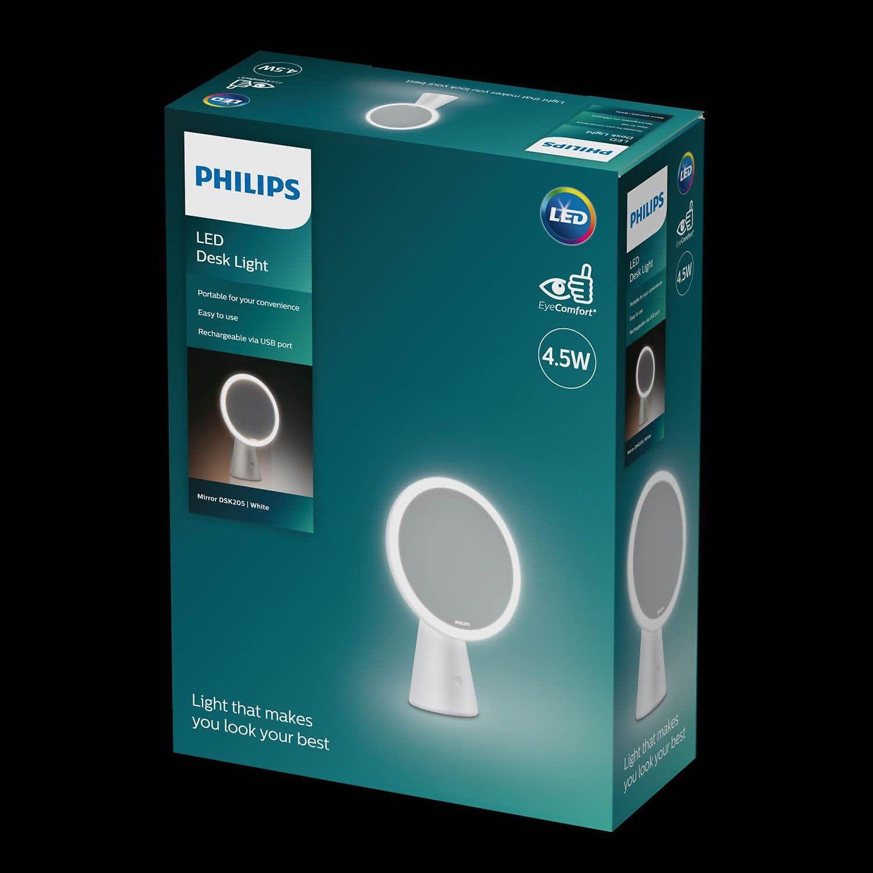 PHILIPS LEDライト付き女優鏡 3色モード 角度調整可能 DSK205